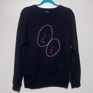 Soulland “Joseph” Sad Tears Face Embroidered Crewneck Sweatshirt